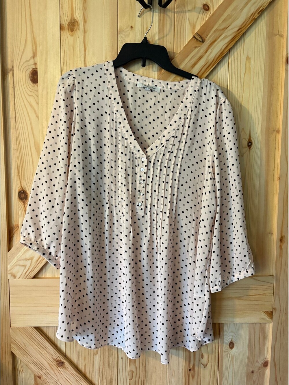 Rose + Olive Women's Polka Dot Blouse with Button Detail No size listed